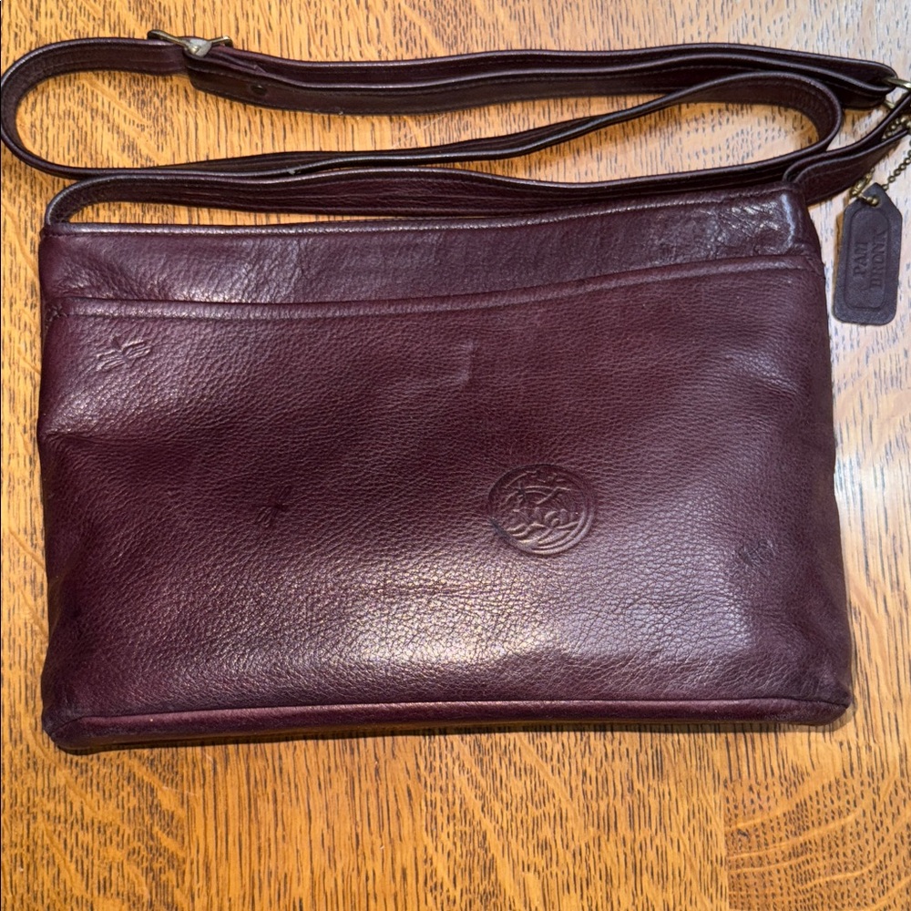 PAM BRONK leather artist original bag in oxblood red leather & Water Lily design - Picture 6 of 14